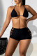 Black Sexy Solid Hollowed Out Frenulum Swimwears