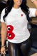 White Fashion Street Print Patchwork O Neck T-Shirts