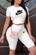 White Fashion Sexy Print Letter O Neck Short Sleeve Two Pieces