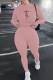 Pink Casual Sportswear Print Embroidered Patchwork O Neck Long Sleeve Two Pieces