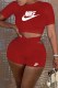 Red Fashion Casual Print Letter O Neck Short Sleeve Two Pieces