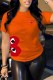 Orange Fashion Street Print Patchwork O Neck T-Shirts