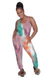 multicolor Fashion Sexy Print Patchwork bandage Tie-dyed Sleeveless Slip Jumpsuits