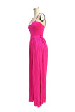 Rose Red Sexy Casual Solid Backless Spaghetti Strap Regular Jumpsuits