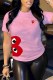 Pink Fashion Street Print Patchwork O Neck T-Shirts