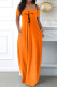 Orange Sexy Casual Print Backless Off the Shoulder Short Sleeve Dress Dresses