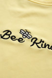 Yellow Casual Solid Embroidered Patchwork Asymmetrical O Neck Short Sleeve Two Pieces