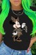 Black Fashion Street Character Patchwork O Neck T-Shirts