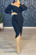 Black Fashion Casual Solid Patchwork V Neck Long Sleeve Dresses