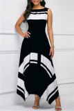 Red Fashion Casual Print Asymmetrical O Neck Sleeveless Dress