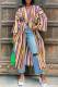Purple Fashion Casual Striped Print Bandage Patchwork Outerwear