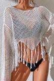Green Sexy Solid Tassel Hollowed Out Patchwork Swimwears Cover Up