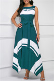 Red Fashion Casual Print Asymmetrical O Neck Sleeveless Dress