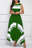 Red Fashion Casual Print Asymmetrical O Neck Sleeveless Dress
