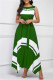 Green Fashion Casual Print Asymmetrical O Neck Sleeveless Dress