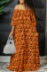 Orange Casual Print Patchwork Off the Shoulder Straight Dresses