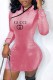Pink Fashion Sexy Print Letter Mandarin Collar One Step Skirt Dresses