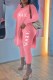 Pink Fashion Casual Print Letter O Neck Long Sleeve Two Pieces