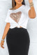 White Casual Print Bronzing Patchwork O Neck T-Shirts