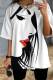 White Casual Print Patchwork O Neck T-Shirts