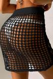 White Sexy Solid Hollowed Out Patchwork Frenulum Swimwears Cover Up