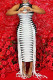 Black White Sexy Print Tassel Patchwork Turtleneck One Step Skirt Dresses