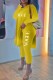Yellow Fashion Casual Print Letter O Neck Long Sleeve Two Pieces
