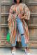 Tangerine Red Fashion Casual Striped Print Bandage Patchwork Outerwear