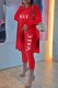 Red Fashion Casual Print Letter O Neck Long Sleeve Two Pieces