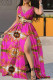 Pink Fashion Casual Print Patchwork Slit V Neck Sleeveless Dress