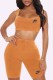 Yellow Fashion Casual Print Patchwork Square Collar Sleeveless Two Pieces