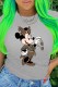 Grey Fashion Street Character Patchwork O Neck T-Shirts
