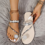 Black Fashion Casual Patchwork Rhinestone Round Comfortable Shoes