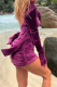 Purple Fashion Sexy Solid Backless O Neck Long Sleeve Dresses