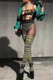 Green Sexy Print Patchwork High Waist Pencil Positioning Print Bottoms