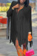 Black Fashion Casual Solid Tassel Patchwork V Neck Straight Dresses