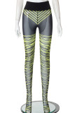 Green Sexy Print Patchwork High Waist Pencil Positioning Print Bottoms