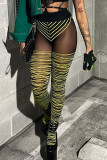 Green Sexy Print Patchwork High Waist Pencil Positioning Print Bottoms