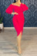 Red Fashion Casual Solid Patchwork V Neck Long Sleeve Dresses