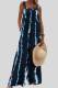 Blue Casual Print Patchwork Loose Jumpsuits