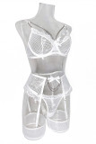 White Fashion Sexy Solid Hollowed Out Patchwork See-through Chains Backless Lingerie