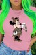 Pink Fashion Street Character Patchwork O Neck T-Shirts