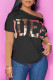 Black Casual Bronzing Patchwork Oblique Collar T-Shirts