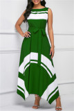 Red Fashion Casual Print Asymmetrical O Neck Sleeveless Dress