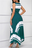 Red Fashion Casual Print Asymmetrical O Neck Sleeveless Dress