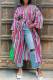 Rose Red Fashion Casual Striped Print Bandage Patchwork Outerwear