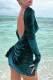 Blue Fashion Sexy Solid Backless O Neck Long Sleeve Dresses