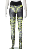 Green Sexy Print Patchwork High Waist Pencil Positioning Print Bottoms