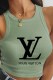 Light Green Fashion Sexy Print Letter O Neck Tops