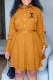 Orange Fashion Casual Print Patchwork Turndown Collar Shirt Dress Dresses